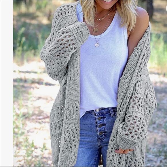 NEW Batwing Sleeves Hollow Out Cardigan Sweater - Picture 12 of 16